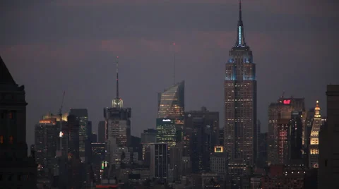Evening Skyline View of Manhattan New York Stock Video Vídeos de archivo 35935239