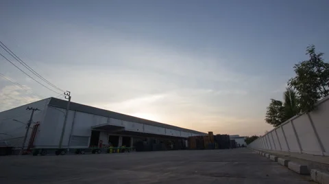 Evening skyline of warehouse Stock Footage 46206037