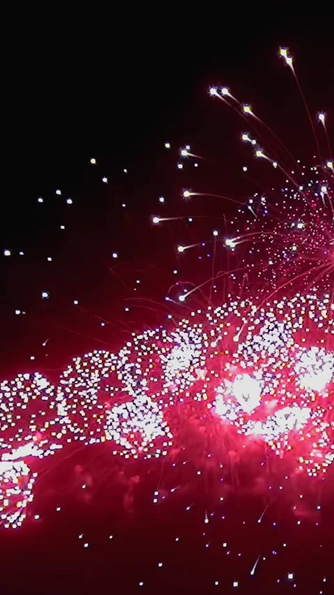 Evening Spectacle Dazzling Display of Fiery Blooms in the Dark Sky Stock Footage 344464185