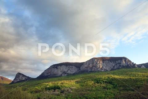 Evening spring mountains landscape (crimea, ukraine) Stock Photos