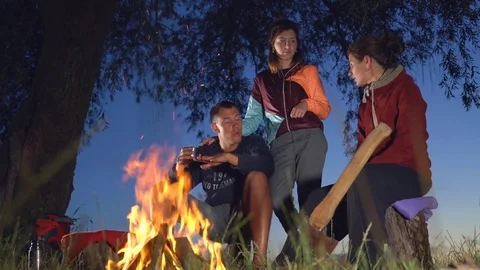 Evening stories by the fire. Stock Footage
