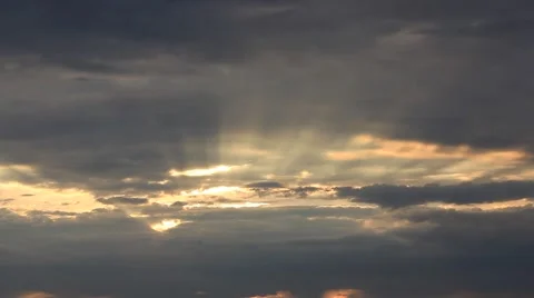 Evening storm sky with sun beams in a summer field Stock Footage 52922060