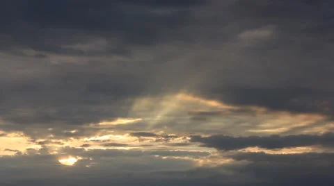 Evening storm sky with sun beams in a summer field Stock Footage 52922066