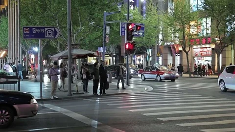 Evening streets of Shanghai. Stock Footage 83729247