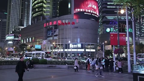 Evening streets of Shanghai. Stock Footage 83762407
