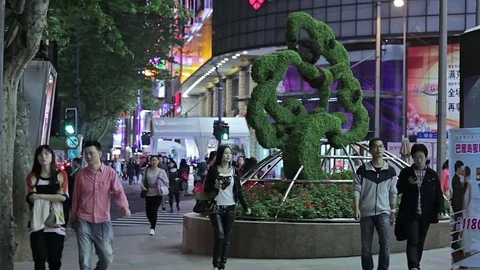 Evening streets of Shanghai. Stock Footage 83764028