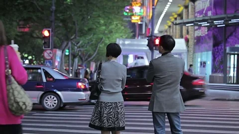 Evening streets of Shanghai. Stock Footage 83764058