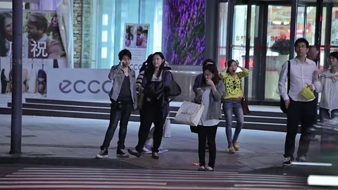 Evening streets of Shanghai. Stock Footage 83764392