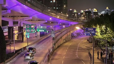 Evening streets of Shanghai. Stock Footage 83765053