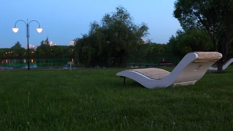 Evening Summer Park Bench Stock Footage 90150743