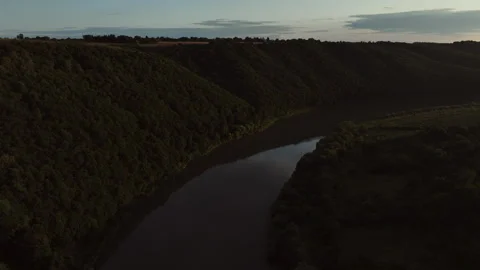 Evening summer river canyon in the last rays of the sun Stock Footage 253224997
