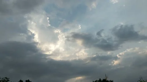 Evening sun behind black clouds Video stock 205029707