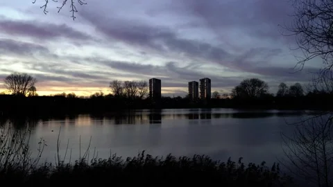 Evening sun with buildings Stock Footage 145990862