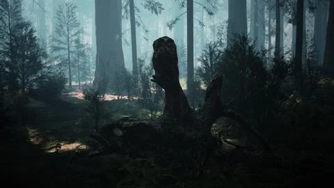 Evening sun in the pine forest Stock Illustration