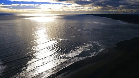Evening sun reflecting off waves Stock Footage 91375858