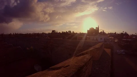 Evening sun from the wall of the old fortress, view of the Lala Mustafa Pasha Stock Footage 82107468