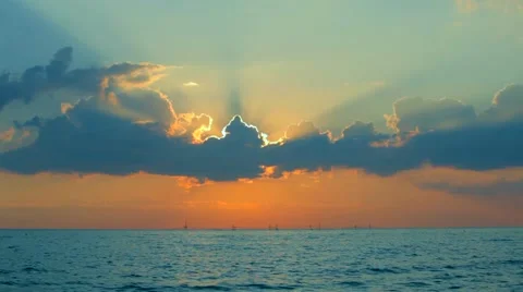 Evening Sun Was Setting Behind The Clouds Stock-Footage 52697001