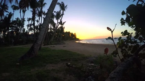 Evening sundown at a beach in las terrenas, samana, domenican republic Stock Footage 60937978