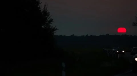 Evening Sunset Above the Road Stock Footage 67446127