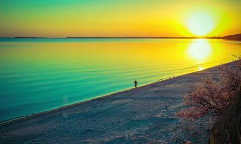 Evening sunset on the bay Foto stock