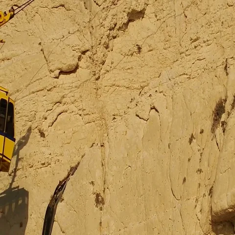 Evening, sunset, the cable car on the mountain Stock Footage 69487486