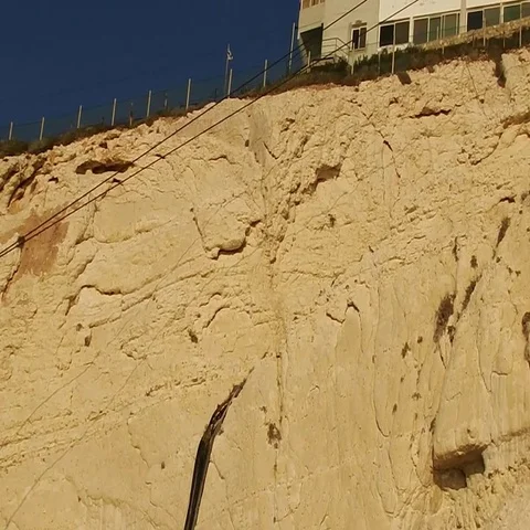 Evening, sunset, the cable car on the mountain Stock Footage 69487504