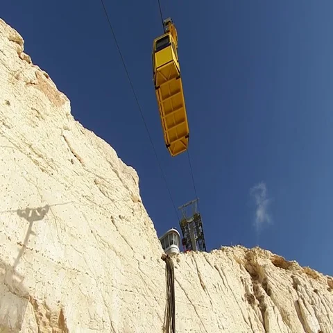 Evening, sunset, the cable car on the mountain Stock Footage 69487725