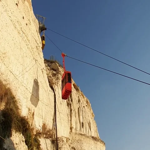 Evening, sunset, the cable car on the mountain Stock-Footage 69487767
