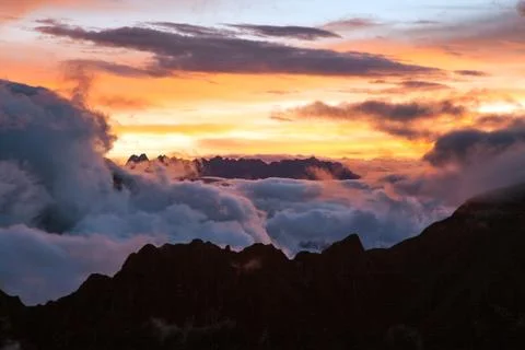 Evening sunset cloudscape view from Peruvian Andes Stock Photos