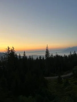 Evening sunset of high mountains Stock Photos