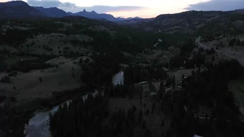 Evening sunset of Index Pilot Mountain Yellowstone Cooke City Montana Wyoming 4k Stock Footage 143932197