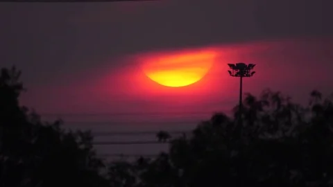 Evening sunset with lamp post timelapse Stock Footage 71164692
