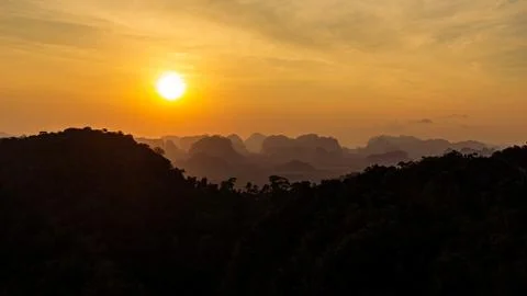 Evening sunset mountain view from top Stock Photos