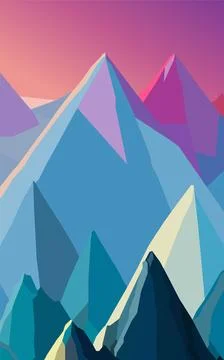 Evening sunset in the mountains vector illustration Stock Illustration