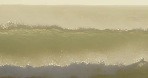 Evening sunset ocean wave high tide surf slow motion Video stock 164347360