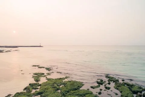  Evening sunset over the beach Stock Photos