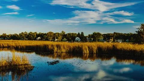 Evening Sunset Over Lake - Time-lapse Stock Footage 163824865