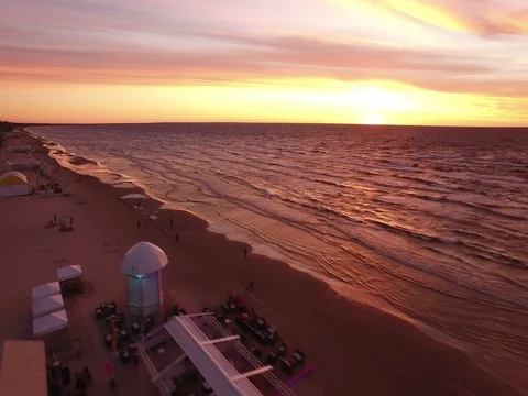 Evening sunset over the sea and coast Stock Footage 71364073