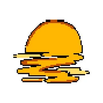 Evening sunset pixel art vector illustration Stock Illustration