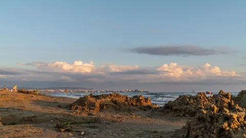 Evening sunset at sea. Timelapse Video stock 113963308