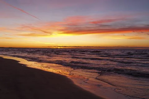 Evening sunset seaside Stock Photos
