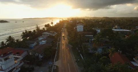 Evening sunset shot from the air Video stock 73238357