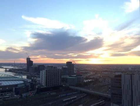 Evening sunset sky in Melbourne Stock Photos