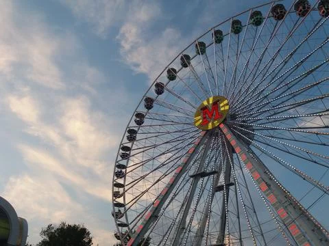 Evening sunset view from the Ferris wheel. Ukraine, Berdyansk Stock Photos