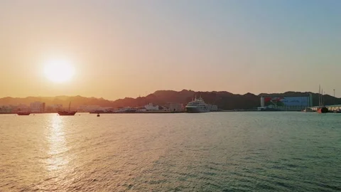 Evening sunset view in Muscat corniche Stock Footage 159370703