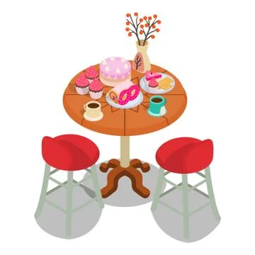 Evening tea concept banner, isometric style Stock Illustration