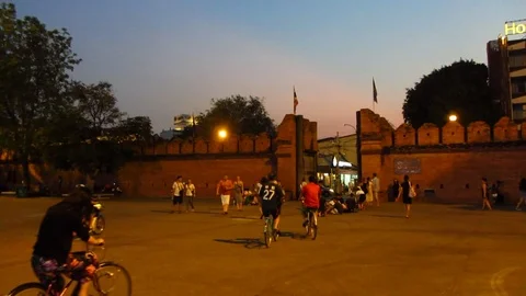 Evening at Tha Pai Gate Stock Footage 81727600