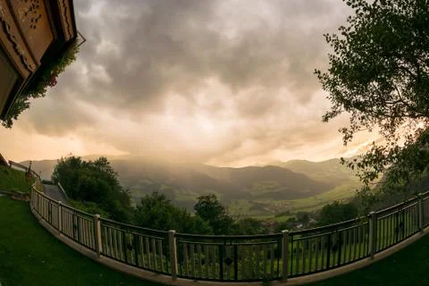 Evening thunderstorm in the mountains Stock Photos