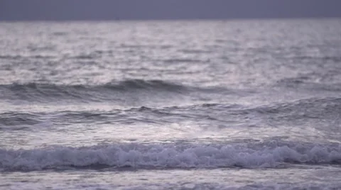Evening. The tide waves. Slow motion. Stock Footage 53130536