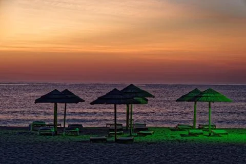 Evening time on the beach Stock Photos